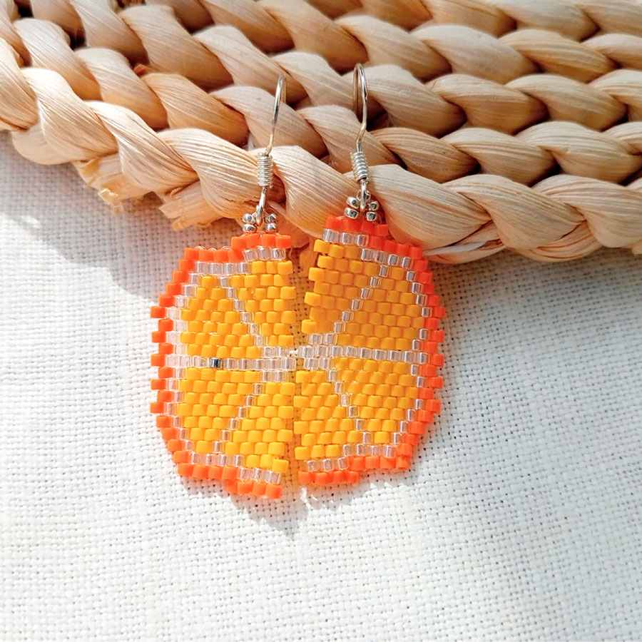 Pendientes Fruta Naranja. Hechos a mano por joyas coquetas