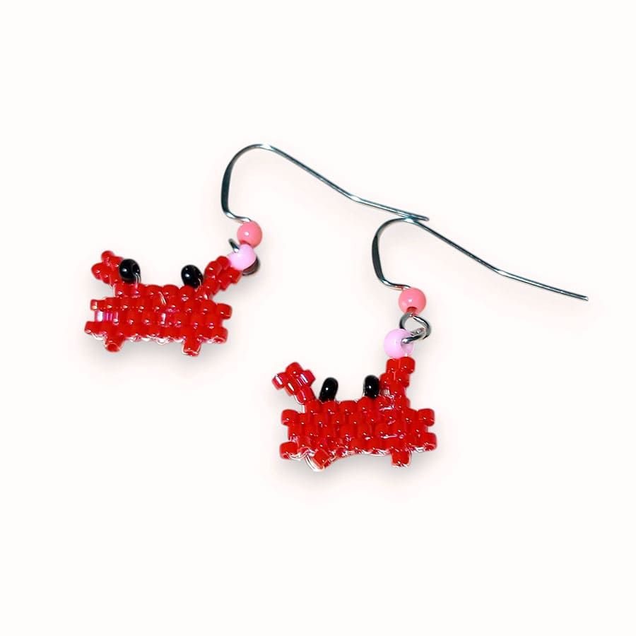 Joyas Coquetas y Divertidas hechas a mano • Joyas Coquetas Pendientes cangrejos rojos, hechos a mano por Joyas coquetas en Málaga con cuentas de cristal Miyuki.