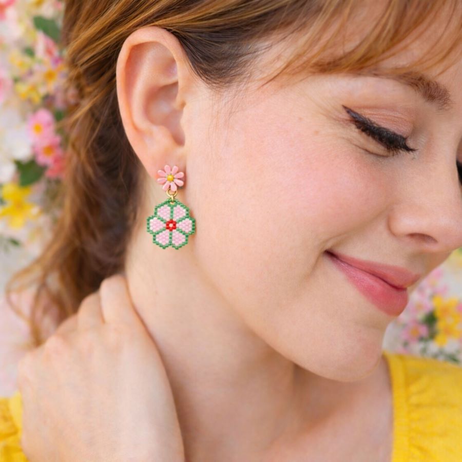 Pendientes margarita rosa • Joyas Coquetas Pendientes margarita rosa - Imagen 6