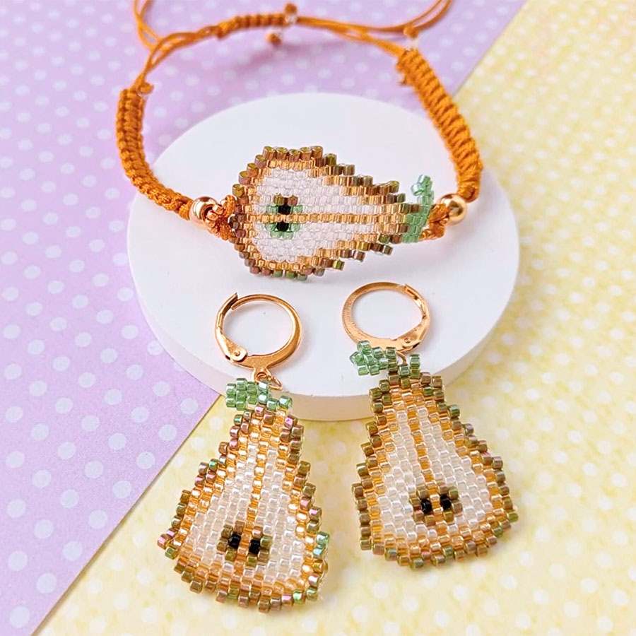Joyas Coquetas y Divertidas hechas a mano • Joyas Coquetas Conjunto frutal pera artesanal