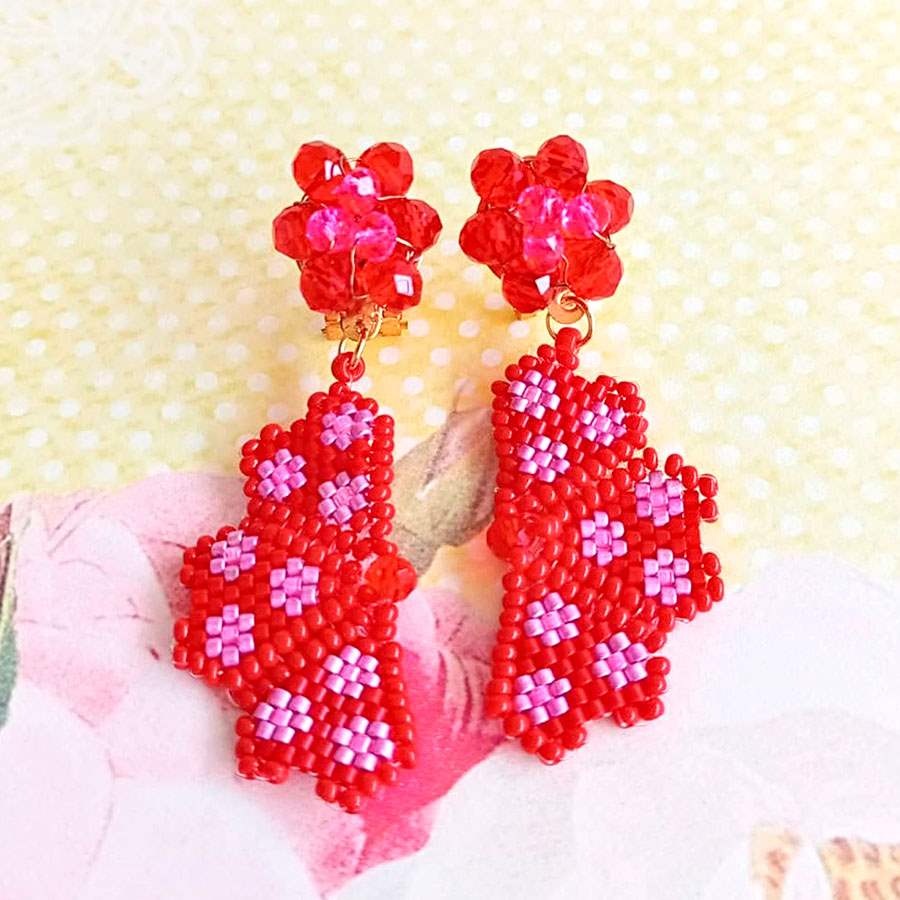 Pendientes rojos artesanales • Joyas Coquetas Pendientes rojos artesanales - Imagen 3