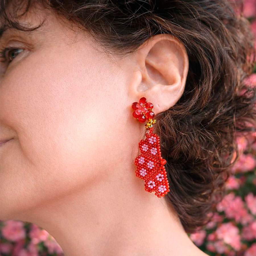 Pendientes rojos artesanales • Joyas Coquetas Pendientes rojos artesanales - Imagen 2