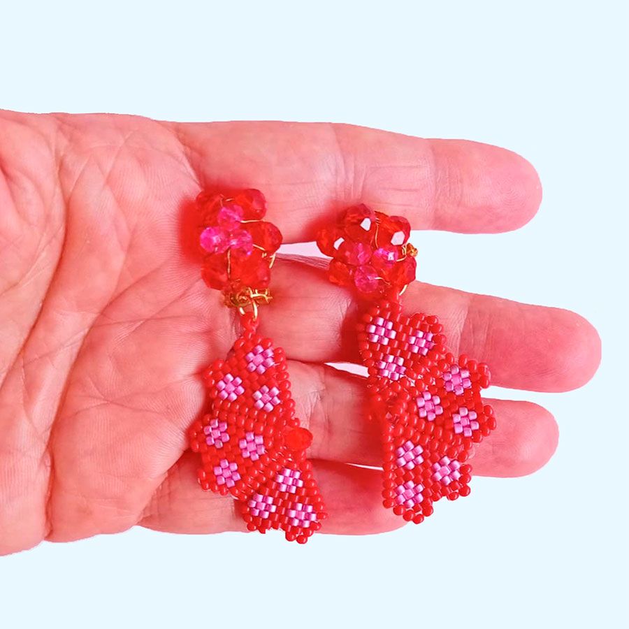 Pendientes rojos artesanales • Joyas Coquetas Pendientes rojos artesanales - Imagen 4