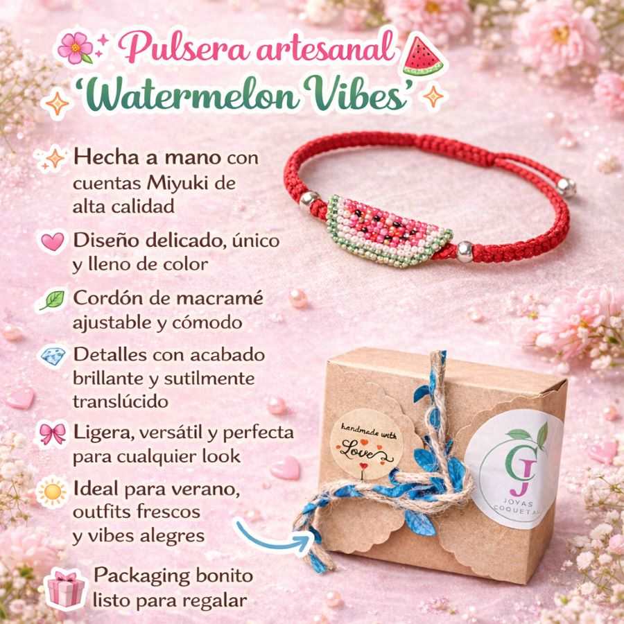 Pulsera sandía ajustable • Joyas Coquetas Pulsera sandía ajustable - Imagen 9